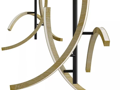 Modern Artistic Chandelier With Golden Curved Arms And Black Metal Frame 3d model