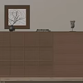 Wooden Entryway Cabinet Side Cabinet With Grid Design Drawers Vase Books And Wall Art
