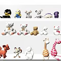 Colorful Stuffed Toys Collection with Bears Giraffes Foxes and Animals on Display Shelves