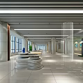 Modern Front Desk Reception Area With Wooden Slat Wall And Company Signage