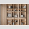 Quiet Wind Bookcase Solid Wood Bookcase Decorative Cabinet 3d model