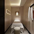 Modern Elegant Beauty Hair Salon Interior Design With White Sofa Chairs Ottoman And Palm Plants