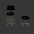 Modern Two Adjustable Stools With Round Seats And Chrome Metal Bases 3d model
