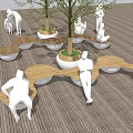 Modern tree pool tree pool seat 3d model