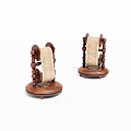 Two Wooden Cat Scratchers With Jute Rope And Round Base Design