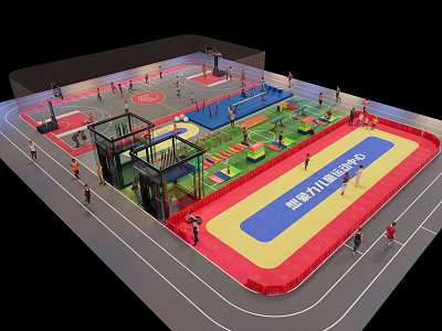 Modern indoor sports field fitness field children's basketball court 3d model