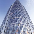 Tall Modern Office Building Exterior With Diamond Shaped Glass Curtain Wall Design