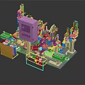 Industrial Automated Equipment With Multiple Robotic Arms Control Panel And Yellow White Components