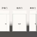 White Interior Double Door Display With Parent Child And Single Door Types 3d model