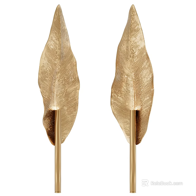 Golden Leaf Shaped Modern Wall Lamp Design For Home Interior Decor 3d model