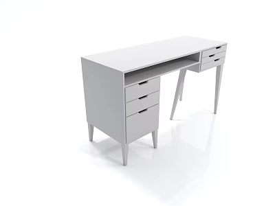 Modern White Desk Design With Multiple Drawers And Sleek Structure 3d model