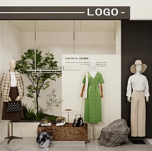Modern clothing store clothing store cabinet display area shopping mall clothing store cabinet clothing store dummy clothing store cabinet store entry sketch 3d model