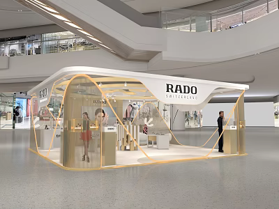 RADO Art Installation in Mall with Transparent Structure Open Design Watch Exhibition Booth Staff Present 3d model