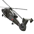 Detailed View of Military Camo Helicopter 602 with Rotors Tail and Cockpit Features