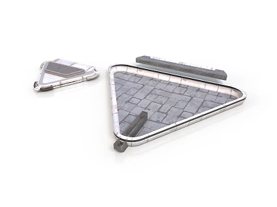Triangular Stone Textured Paving Components With Metal Frame And Connectors 3d model
