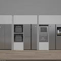 Modern Kitchen Refrigerators and Freezers with Silver White Built in Cabinets