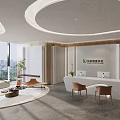 Modern Hospital Outpatient Hall With Reception Desk Sofas Green Plants And Floor To Ceiling Windows