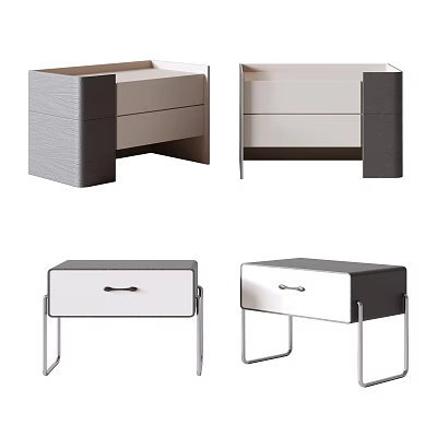 Modern Bedside Tables With Drawer Storage And Metal Leg Design Options 3d model