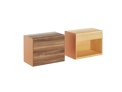 Modern Stylish Wooden Shelving Units With Walnut And Light Wood Finishes 3d model