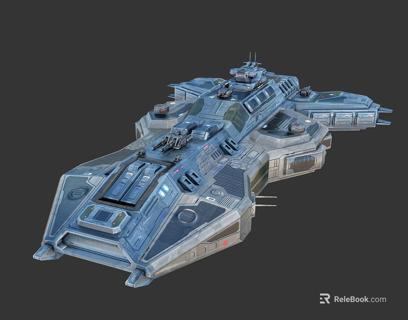 Futuristic Sci Fi Spaceship With Detailed Armor Plating And Weapon Systems 3d model 