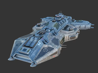 Futuristic Sci Fi Spaceship With Detailed Armor Plating And Weapon Systems 3d model