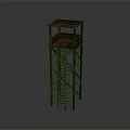 Wooden Observation Tower Featuring Ladder Elevated Platform And Support Beams Structure 3d model