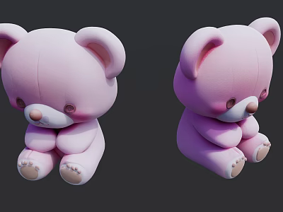 Adorable Pink Bear Ornament Set for Home Decor with Cute Sitting Design 3d model