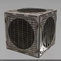Rusty Metal Caged Electric Fan With Grid Cover And Vintage Style Design