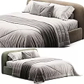 Modern Double Bed With Green And Brown Headboards Gray Velvet Bedding And Pillows
