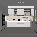 Modern Kitchen Interior Design With Grey Cabinets Built-in Appliances And Countertop