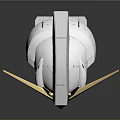 White And Gold Mecha Character Head With Green Red Accents And Detailed Armor