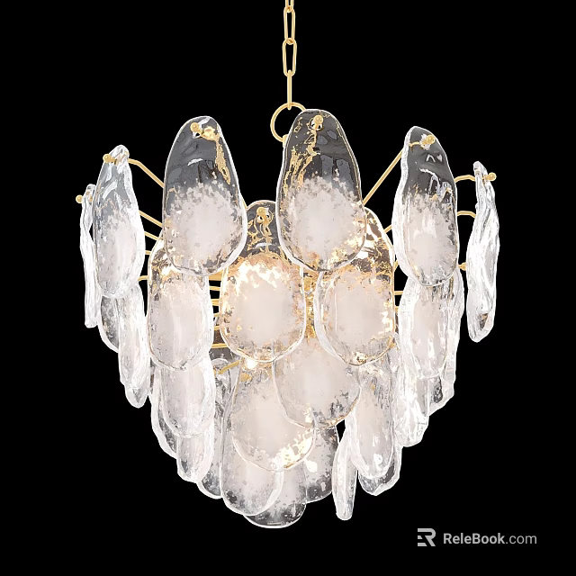 Modern Crystal Chandelier Design With Gold Metal Accents And Transparent Droplet Shades 3d model 