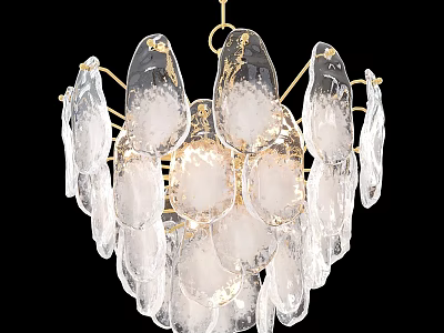 Modern Crystal Chandelier Design With Gold Metal Accents And Transparent Droplet Shades 3d model