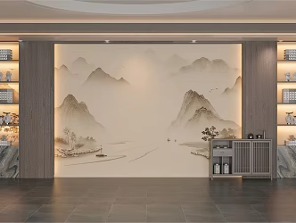 New Chinese TV background wall 3d model
