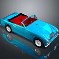Blue Vintage Convertible Car With Red Interior And Shiny Body Design