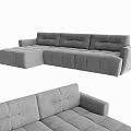 Modern Gray Multi-Seat Sofa with Spacious Tufted Design and L Shaped Structure 3d model