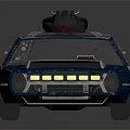 Blue Retro Car With Roof Mounted Device And Antenna Exterior Design Features