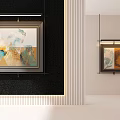 Abstract Paintings Framed Hanging On Modern Black And White Walls Interior Design