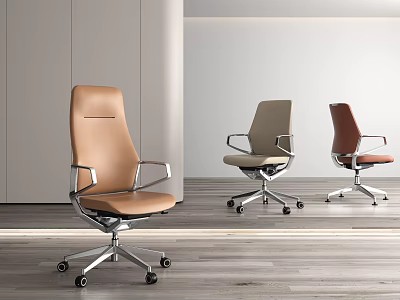 Modern Office Chairs With Metal Frame And Wheeled Base In Three Colors For Contemporary Workspace 3d model