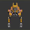 Yellow And Pink Mechanical Robot Creature With Futuristic Four Legged Structure 3d model