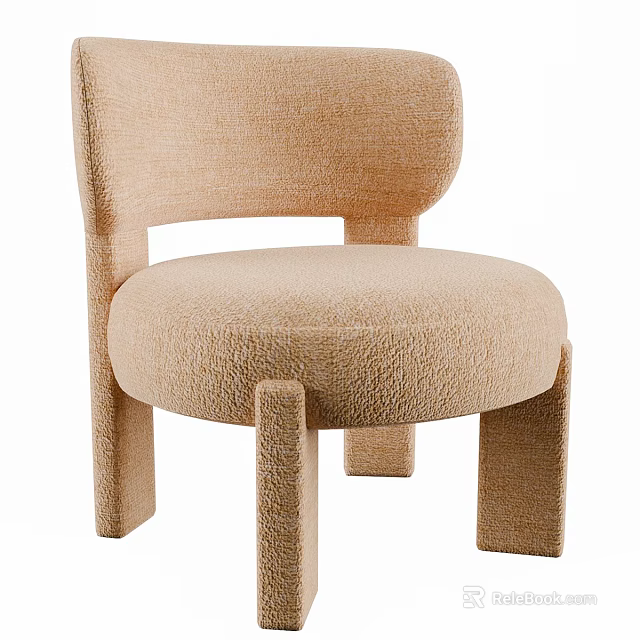 Single Beige Sofa With Textured Fabric And Modern Unique Backrest Design 3d model 