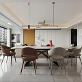 Modern Living And Dining Room Interior With Comfortable Sofa Coffee Table And Pendant Lights