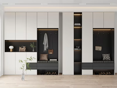 Modern Entrance Cabinet Shoe Cabinet Combination 3d model