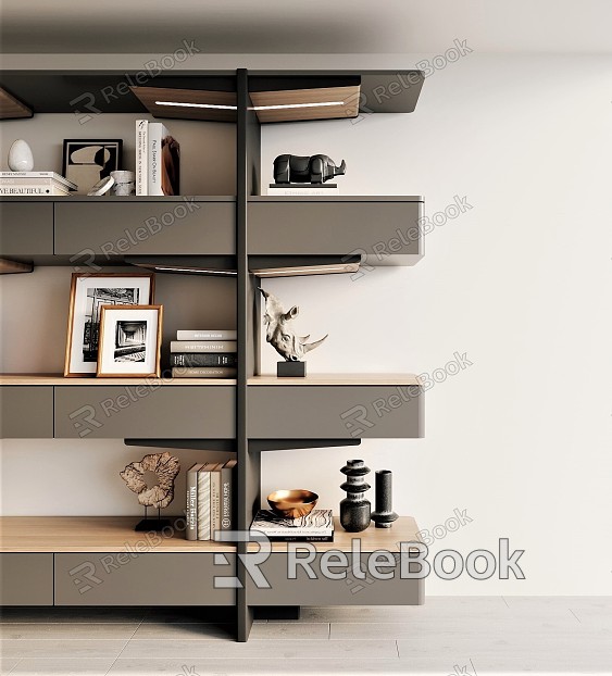 Modern Bookshelf Bookcase Decorative Cabinet Freestanding Cabinet model