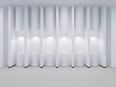 E-commerce Exhibition Booth With White Cylindrical Structures Neat Arrangement And Modern Design 3d model
