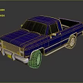 Classic Blue Single Cab Truck With Shiny Exterior On Black Background