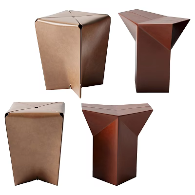 Modern Geometric Side Tables with Four Unique Designs in Brown Copper Hues 3d model