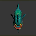 Iridescent Teal Fantasy Fish With Large Yellow Eyes Sharp Teeth And Antenna Lure