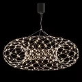Modern Oval Chandelier Design with Wire Frame and Illuminated Small Lights 3d model