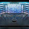 Modern Stage Design With Blue LED Screen Curved Structures And Lighting Effects 3d model